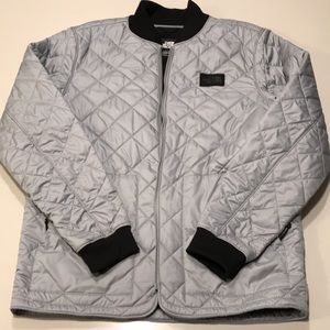 North Face L Light Gray quilted fleece lined zip front jacket